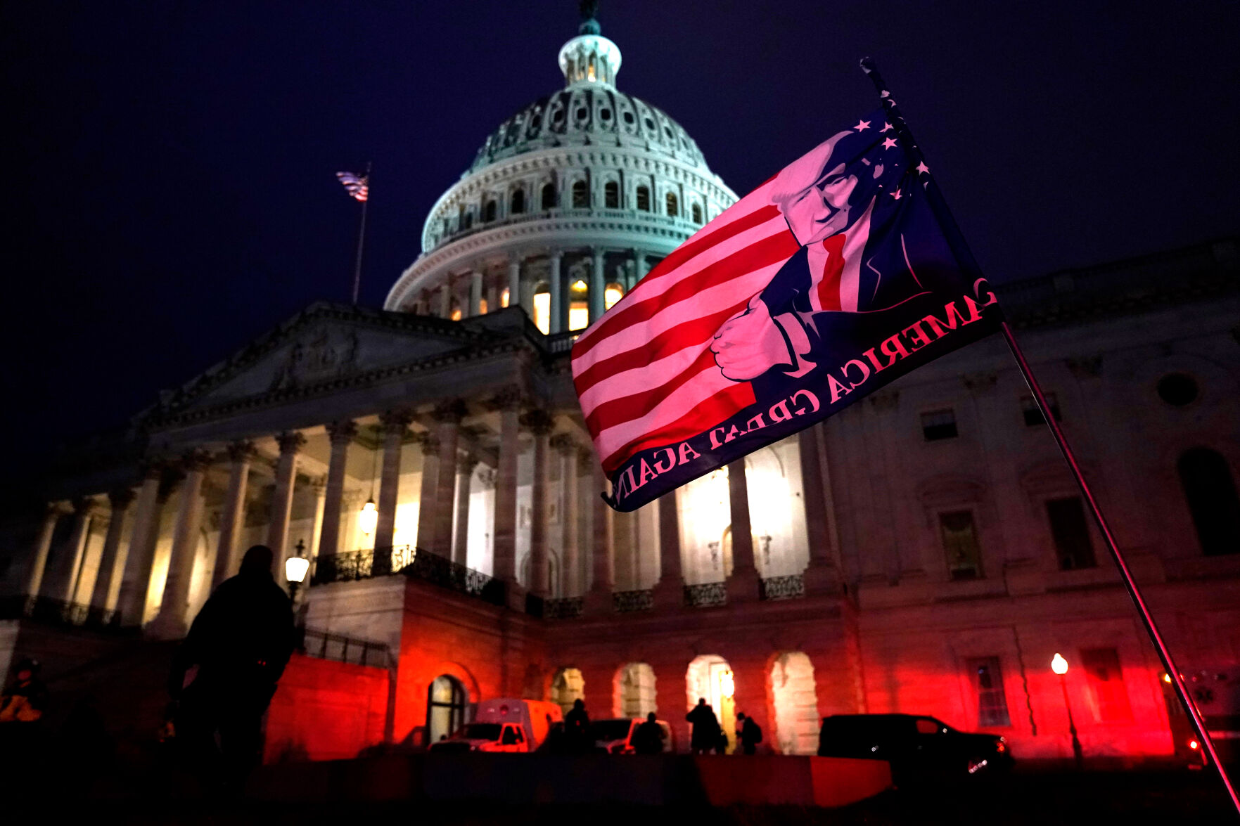 Authorities stand guard outside the U.S. Capitol
